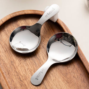 Thìa Ăn Cơm Đầu Tròn Ngắn Bằng Thép Không Gỉ 304 Cho Trẻ Em Thìa Ăn Súp Thìa Trộn Sữa Bột Trà Thìa Tròn Nhỏ