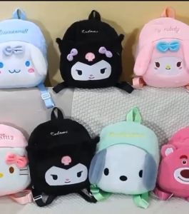 Tas Anak Sekolah Cewek Karakter Sanrio Ransel Tote Bag Bahan Bulu Motif Boneka Cinnamorol Backpack