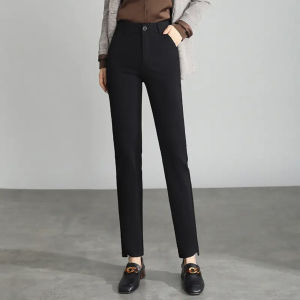 กางเกงขายาวทรงตรงเอวสูงแฟชั่นสำหรับผู้หญิง กางเกงขายาวทรงหลวมสบาย ๆ ฤดูใบไม้ผลิและฤดูใบไม้ร่วง ทรงหลวม ทรงสลิม เอวสูง กางเกงขายาวทรงเก้าส่วน