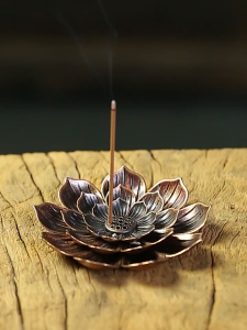 Tempat Bakar Dupa / Bentuk Bunga Teratai Incense Holder 2 Layer / Bentuk teratai Zinc Alloy incense holder