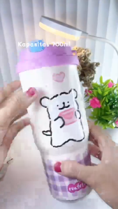 Tumbler Aesthetic 750ml Nice Cat Puppy Stainless Steel 2 Cara Minum SUS 316 Hot & Cold [-2104] [-2221]