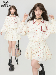 KEIKO | Đầm Voan Nếp Nhăn Hoa Văn