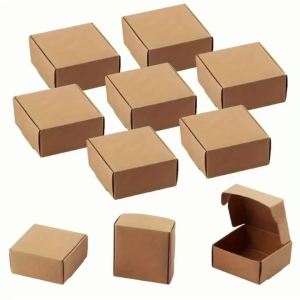 10/20 Chiếc Kraft Mini Hộp Bìa Cứng 2.16x2.16x0.98inch Có Thể Gập Lại Doanh Nghiệp Nhỏ Bao Bì Thủ Công & Hộp Quà Tặng Ngày Lễ
