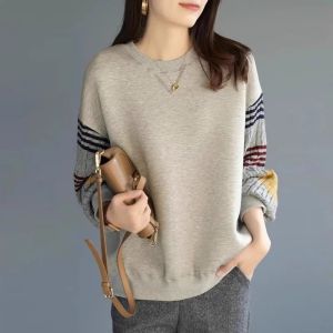 Fashionable round Neck Sweatshirt for Women Spring Autumn New Style Small Size Top Large Size Women Comfortable Casual Wear