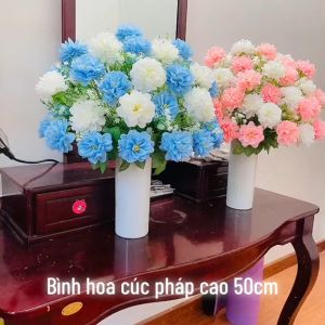 Bình Hoa Lụa Bình Hoa Cúc Pháp Cắm Sẵn Trang Trí Để Bàn Trà Bàn Tiệc Nhà Hàng Quán Ăn DG-435