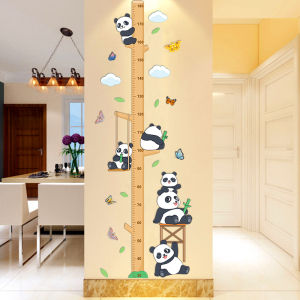 Adorable Cartoon Panda Height Measurement Wall Stickers for Kids Removable Non-Damaging PVC Growth Chart Decals for Childrens Room