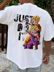 Bandai | Oversized Casual Mens T-shirt Anime Dragon Ball Goku Printed Graphic Tee Womens Short Sleeved Tee Summer Y2k Tops Streetwear