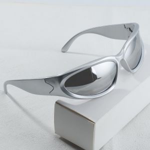 1pcs Y2K Style Irregular Frame Border Silver Glasses Mens Sunglasses Are Perfect for Concerts