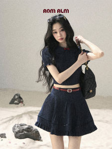 SHAOYEYAN | Korean College Style Denim Wrinkle Set
