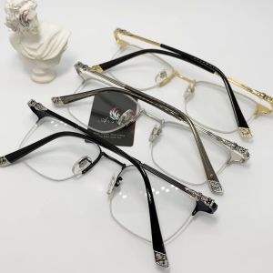 [MỚI] Gọng kính cận giả cận Titan tinh khiết CH họa tiết Dagger hoa Iris tinh xảo dáng clubmaster - K132 - Aluha