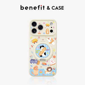 Cat-shaped Pastry Style iPhone Case with Rotating Stand Drop Protection Lanyard Support