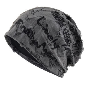 Letter Print Beanie Hats For Women Men Vintage Distressed Cracked Design ​Wasteland Style Spring Summer Warm Fleece-lined Winter