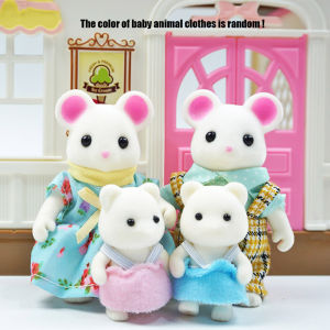 Easter Bunny Familyes Forest Animal 1:12 Scale Dollhouse Miniatures Accessorie Rabbit Bear Reindeer Pretend Play For Girl Gif