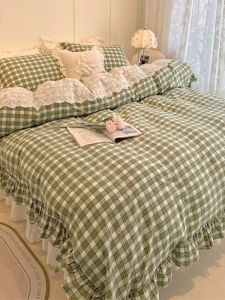 Gingham Red Princess Style Cotton 4-Piece Set