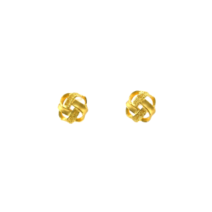 Chow Sang Sang 周生生 999.9 24K Gold Hollowed Blossom Pattern Stud Earrings 69681E