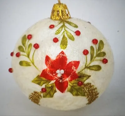 Capiz Christmas Poinsettia Ball Ornament