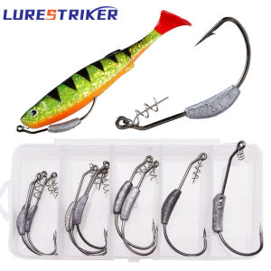 Lurestiker 10pcs/box 2.4g 3.3g 4.4g 5g 8g fishing hooks tackle add weight with screw pin for soft worm lure bait bass hooks