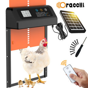 ORACCHI- Solar - Automatic coop door with timer - remote control thickened aluminum coop door built-in battery solar powered