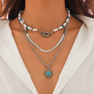 สร้อยคอปมดอกทานตะวันสไตล์ปังสำหรับผู้หญิง สร้อยคอแบบปรับได้ สร้อยคอสายโซ่กระดูกไหปลาร้าสุดเก๋ไก๋ เครื่องประดับแฟชั่นสุดเท่