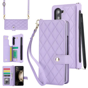 szhaiyu | Leather Wallet Phone Case For Samsung Galaxy Z Fold 8 7 6 5 4 Ultra S Pen Pocket Kickstand Crossbody Lanyard Protective Cover