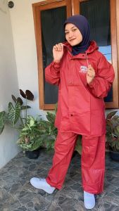 jas hujan garuda setelan celana warna merah