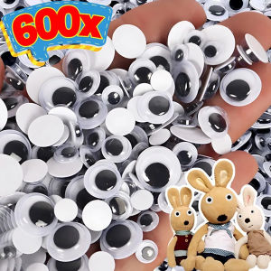 600PCS DIY Self-Adhesive Wiggly Googly Doll Eye Black White Movable Simulation Animal Eyeball Kindergarten Kids Craft Supplies
