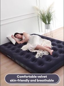 camping/domestic portable Single Person inflatable bed (With Pump) Flocked air bed multiple sizes