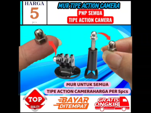 5 pcs Mur Nut Screw Sekrup Pengganti Baut Mounting Tongsis Monopod Action Camera PNP Semua Tipe Action Camera Action Cam Tripod Mount Adapter for GOPRO HERO / XIAOMI YI / BRICA B-PRO / DJI OSMO Camera