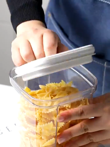 Food Container Open Lock Lid Dry Food Canister Stackable Transparent Organizer Storage