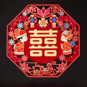 Romantic Wedding Decorations 3D Stickers Marriage Celebration Door Window Wall Decals Big Double Happiness Character