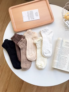 TREND CENTER ถุงเท้าผู้หญิงสไตล์สาวน่ารักขอบหูไม้สไตล์ญี่ปุ่น ถุงเท้าเรือสั้น JK