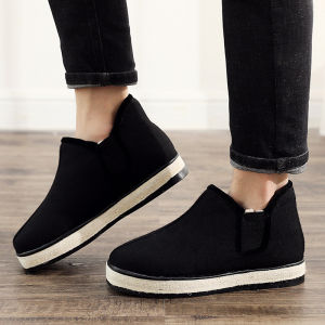 Winter Lindian Cotton Shoes Felt Shoes Dad Cotton Shoes High-Top Anti-Flat Shoes Middle-Aged and Elderly Non-Slip Old Mens Winter Shoes