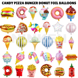 Belon Kek Dessert Foil Balloon Balloons Donuts Ice Cream Cup Cake Pizza Hot Dog Burger