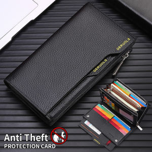 GERUOLA Mens Genuine Leather Long Wallet Large Capacity Multi-Card Holder Quick Access Design Ideal Holiday Gift