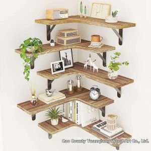 Rustic Wooden Wall Shelf Storage Rack