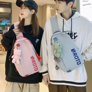 OUDENGPAI | Large Capacity Couples iPad Storage Bag Crossbody Backpack Mens Chest Bag Casual Vertical Square Shape Nylon Fabric Bag