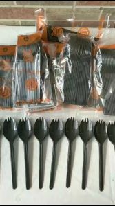 P2 JOLIE/UNO Sendok Garpu 2in1 hitam plastik isi 25pcs