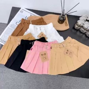 ( Kèm đai) Chân váy kaki xếp li có quần trong kèm đai cho bé gái từ 8-22kg