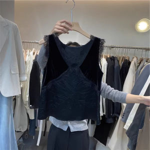 Áo Ba Lỗ Ren Viền Pure Desire Style Không Tay Ôm Vừa Vặn Mùa Hè Mới Áo Lót Cơ Bản Áo Thun Nữ Thời Trang