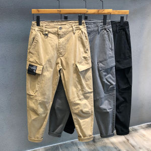 Spring Cotton Overalls Mens Casual Pants Wear-Resistant Loose Trendy Jogger Pants Work Pants Men