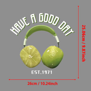 Lemon Headphones Have A Good Day Funny Art Transfer Patches For Clothes/Bags Sticker DIY Washable Shirt Iron-on Thermal Stickers