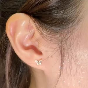R30 helix earring the ball sleeps without picking butterfly ear bone studs small ear studs螺纹蝴蝶多款耳钉耳骨钉耳饰18K真金小耳钉