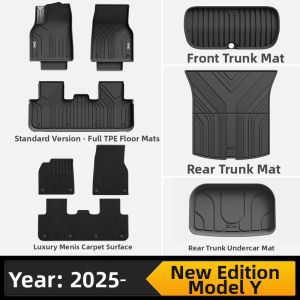 3W | TPE Full Set Floor Mats for Tesla Refresh Model Y