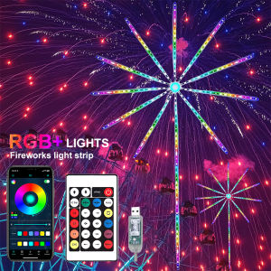USB LED Smart Fireworks Lights Indoor Outdoor Sparkler Lights Remote & App Control Music Sync Wall Lamp For Room Party DIY Decor