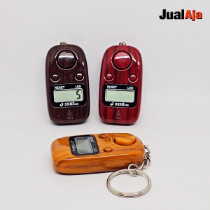 Tasbih Digital LED Aesthetic Motif Kayu Cantik Bunyi 100 Zikir Cincin