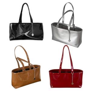 【New Arrival】Women Patent Leather Handbag Large Capacity Fashion Shoulder Bag Casual Tote Handbag Ladies Commute Bag