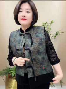 Spring Autumn Winter Short Loose Womens Vest Collar Button up Pure Color Commute Style Fashionable Mom Coat Jacket