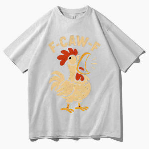 Sanrio | Funny F-Caw-F T-Shirt Double Sided Women Fashion High Quality Y2K Tshirt Chicken Casual Short Sleeve Hot Sale Teenagers Tops