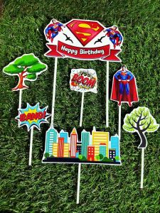 Topper cake Superman hiasan kue ulang tahun happy birthday