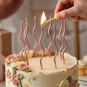 60Pcs Spiral Birthday Candles - Long Thin Cake Candles - Cake Decoration Toppers Candle - Short Happy Birthday Candles